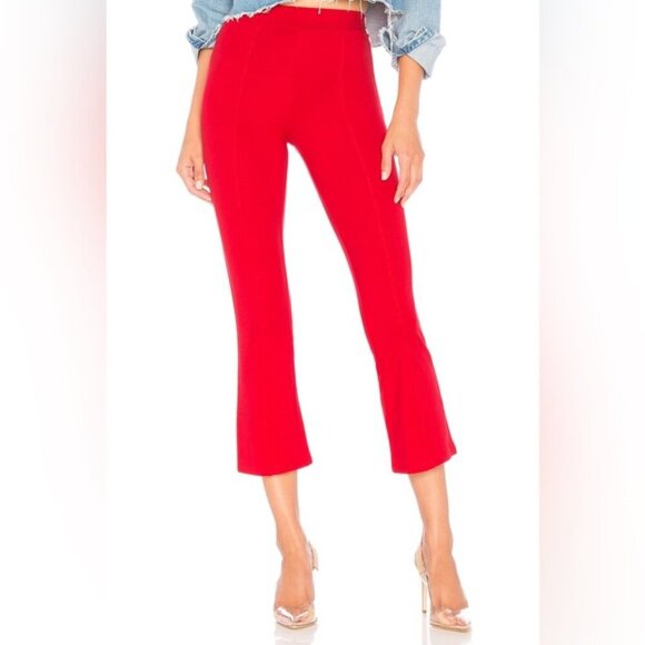 Revolve Lovers and Friends Lee Crop Pants Flare Wide Leg High Waist Red Small - Picture 3 of 13